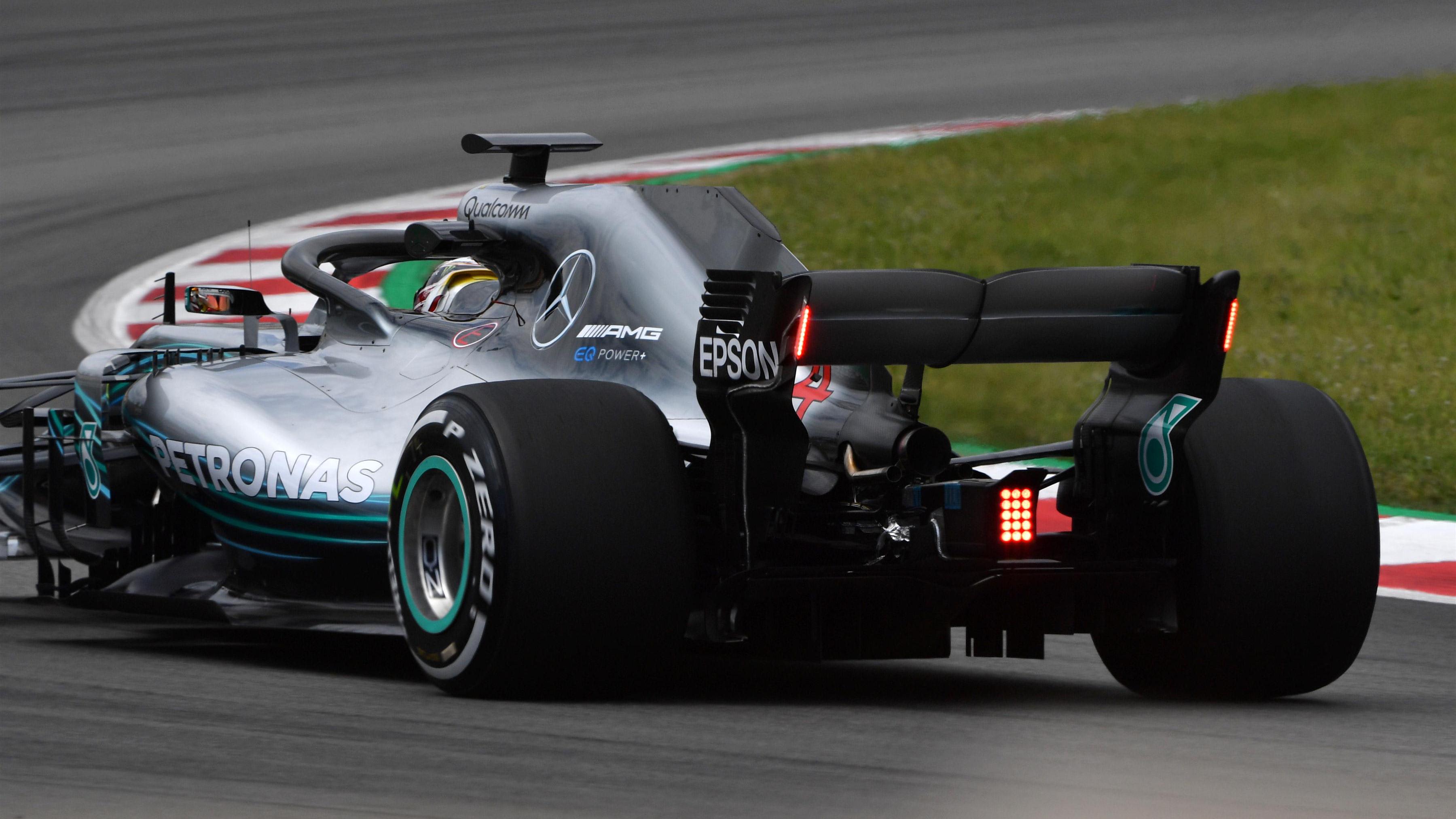 Mercedes test new tail lights for FIA at Barcelona
